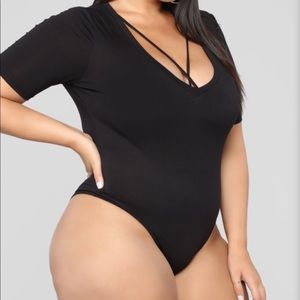 V Neck Bodysuit- Plus Size